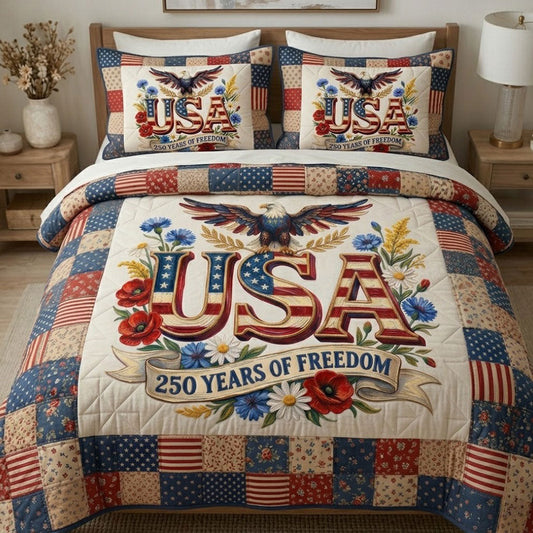 USA 250 Years Of Freedom Floral Heritage WN0404015CL Duvet Cover Set