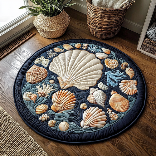 Ocean Seashell QA1712038CL Quilted Round Mat