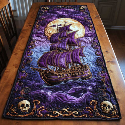 Dark Pirate Ship WN2404070CL Quilted Table Runner