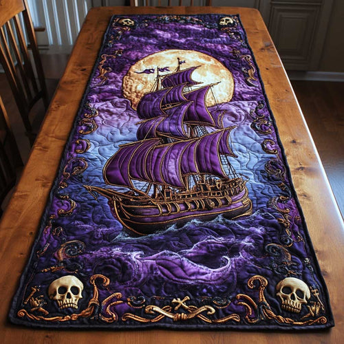 Dark Pirate Ship WN2404070CL Quilted Table Runner