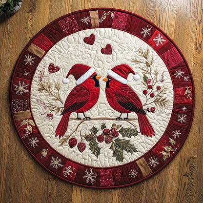 Red Cardinal Couple KL0912028CL Quilted Round Mat