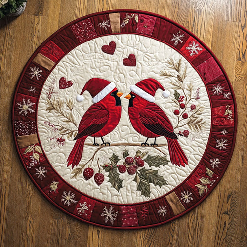 Red Cardinal Couple KL0912028CL Quilted Round Mat