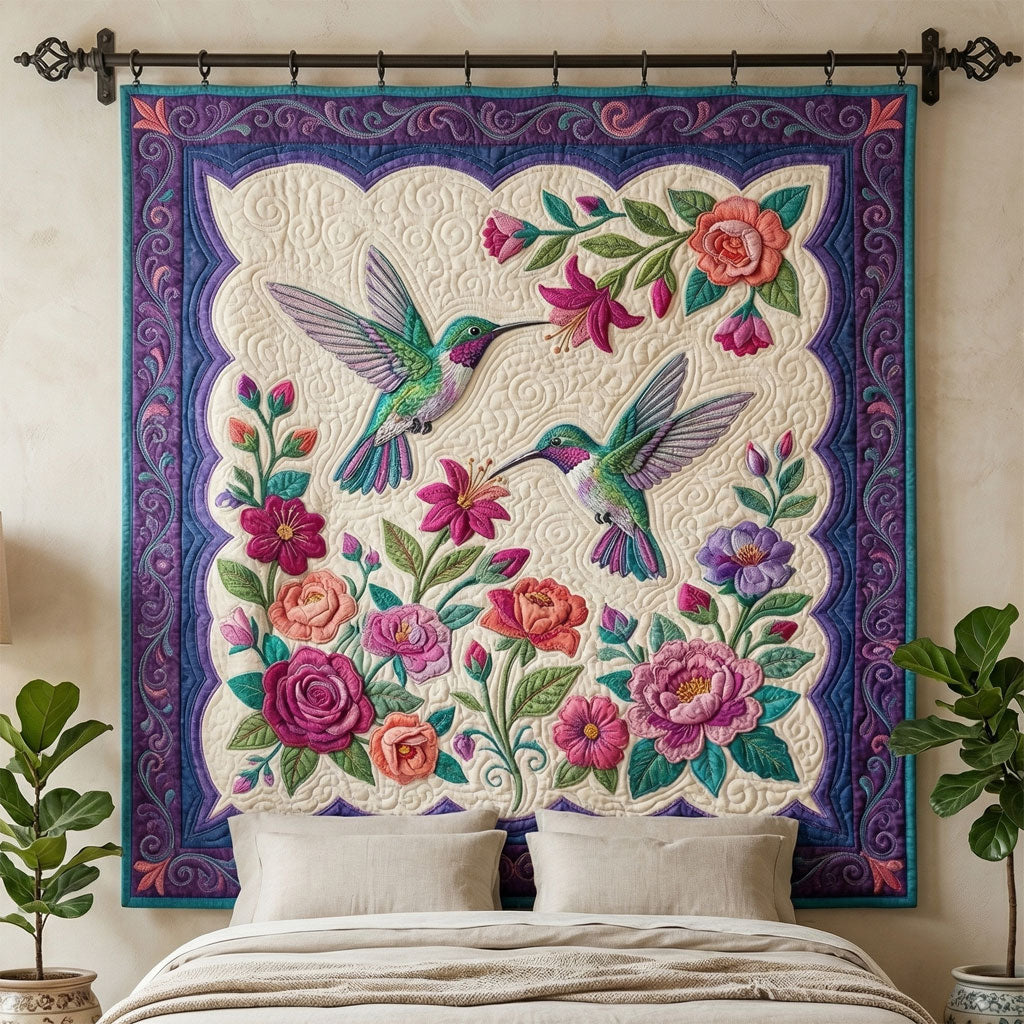 Elegant Hummingbird Garden WN0904018CL Quilt