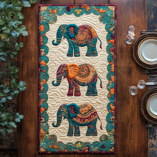 Ornate Elephant WJ0507035CL Quilted Table Runner