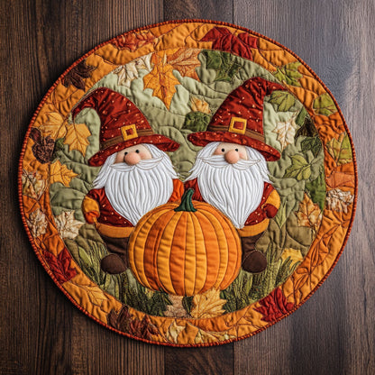 Gnome On Leaf Trail WN3007053CL Quilted Round Mat