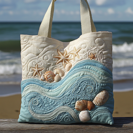 Waving Seashell XR0501006CL Quilted Tote Bag