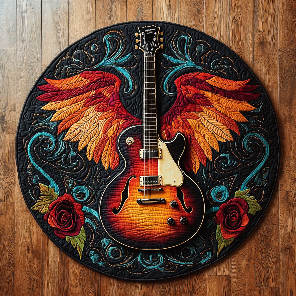 Wings of Rock Guitar KL1912031CL Quilted Round Mat