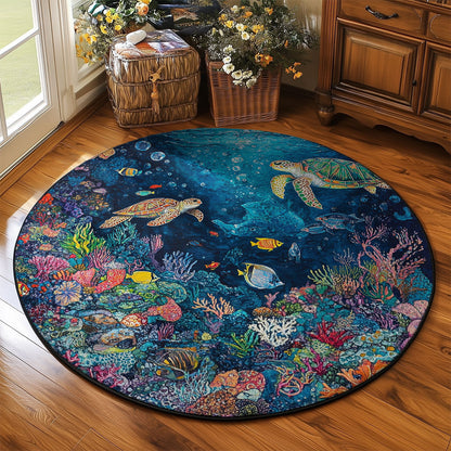 Sea Turtle WJ2003081CL Quilted Round Mat