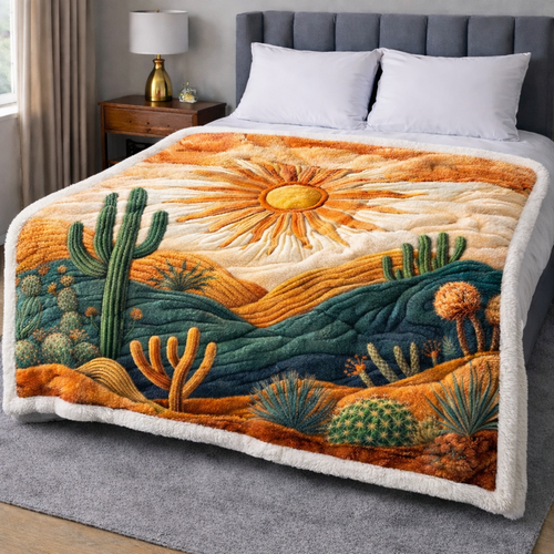 Cactus Desert QA1002007CL Faux Fur Throw Blanket