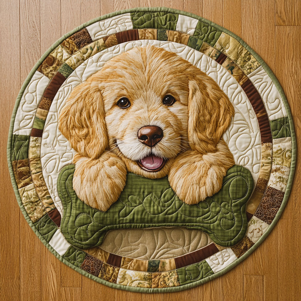 Snuggle Golden Retriever CW1201064CL Quilted Round Mat