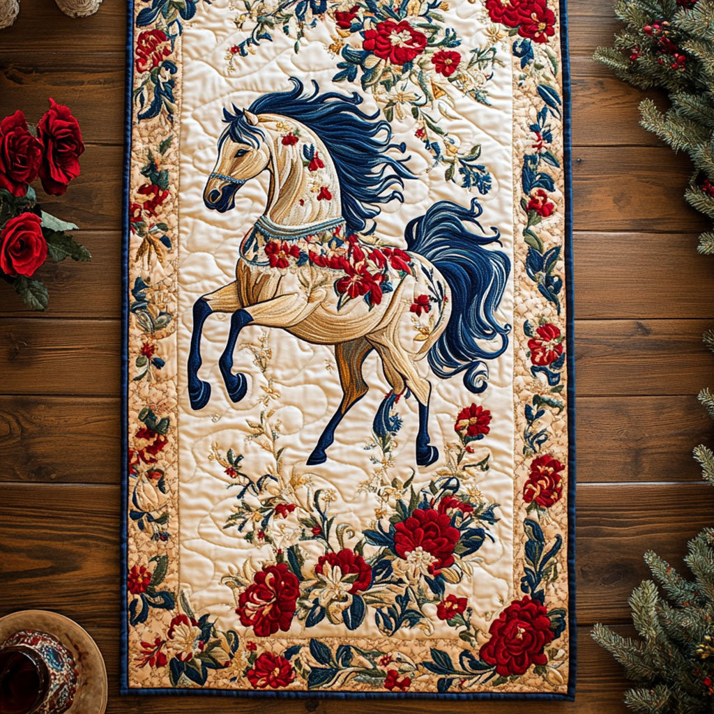 Horse In Full Bloom WN1606038CL Quilted Table Runner