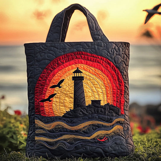 Golden Horizon Lighthouse WN3009016CL Quilted Tote Bag