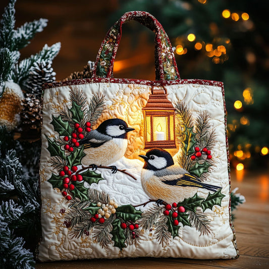 Merry Chickadee WN2210039CL Quilted Tote Bag