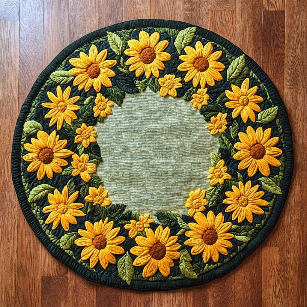 Sunshine Flower Wreath WN1705081CL Quilted Round Mat