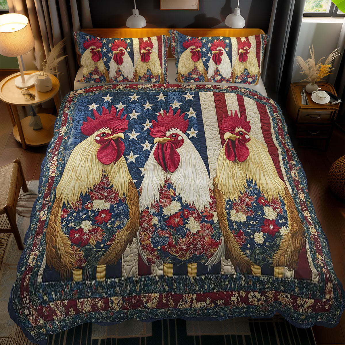 Patriotic Rooster WN1002076CL Duvet Cover Set