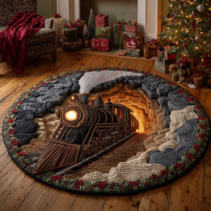 Holiday Train Express CW2811005CL Quilted Round Mat