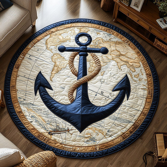 Nautical Anchor CW2607045CL Quilted Round Mat
