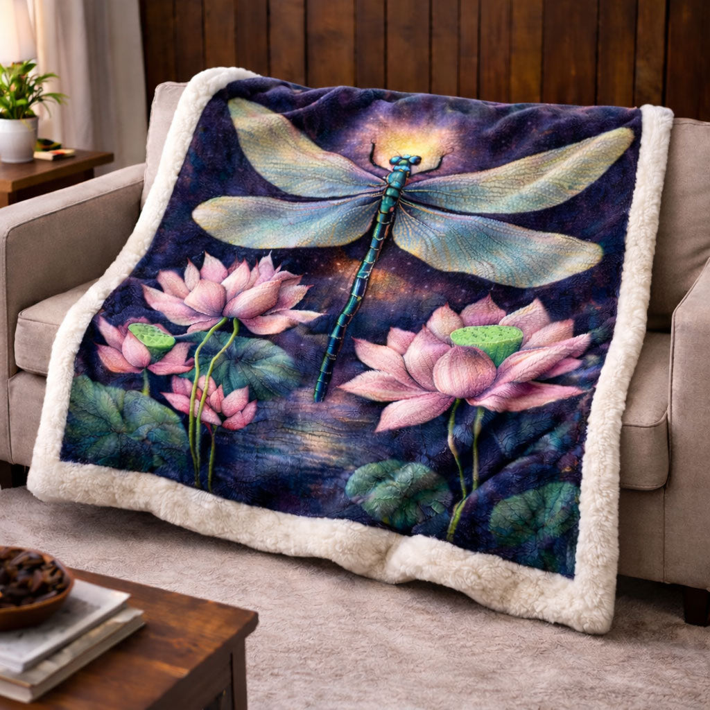 Ethereal Lotus Dragonfly KL0302004CL Faux Fur Throw Blanket
