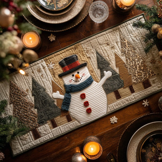 Fabric Snowman XR0410032CL Quilted Table Runner