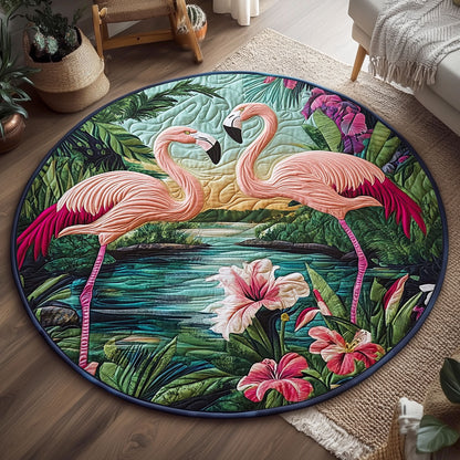 Tropical Flamingo WJ0404045CL Quilted Round Mat
