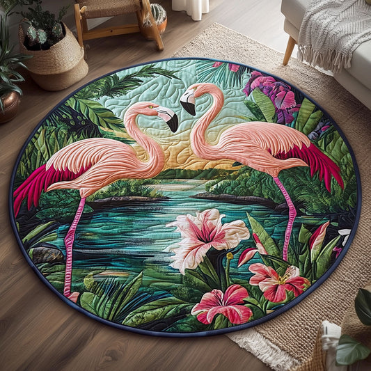 Tropical Flamingo WJ0404045CL Quilted Round Mat