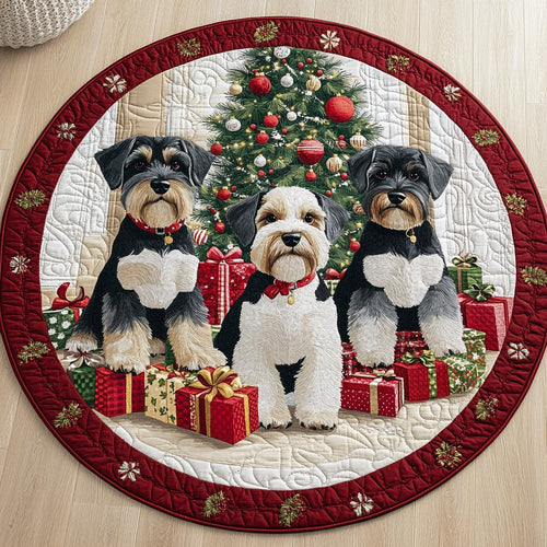 Snowy Schnauzer Joy XR0611009CL Quilted Round Mat