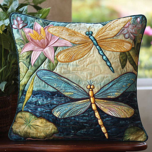 Vintage Dragonfly Water Lily WP2502079CL Quilt Pillow Case