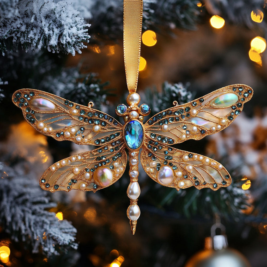 Dragonfly Gold Bloom WN0812031CL Christmas Ornament