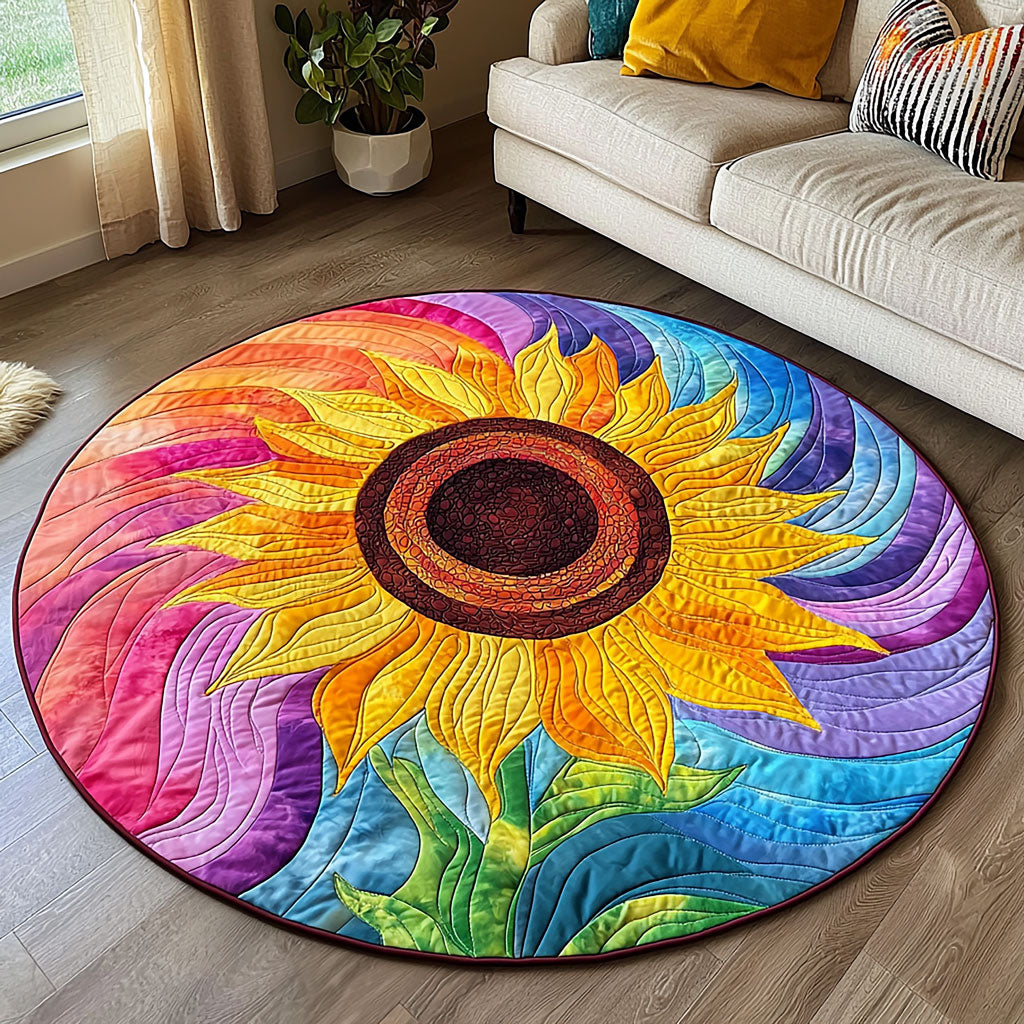 Illusion Sunflower QA0212017CL Quilted Round Mat