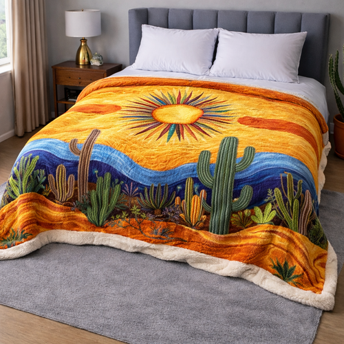 Desert Cactus QA3001007CL Faux Fur Throw Blanket