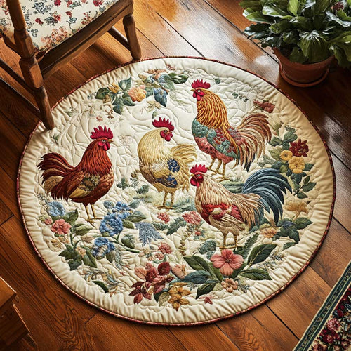 Rustic Rooster WN1903119CL Quilted Round Mat