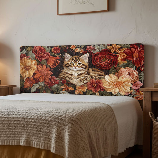 Crimson Bloom Cat CW2212012CL Quilted Headboard Slipcover