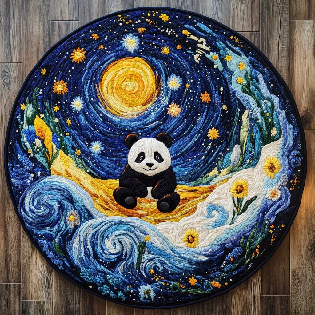 Cloudy Panda WN2404040CL Quilted Round Mat