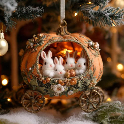 Rabbit Christmas Journey WN0912042CL Christmas Ornament