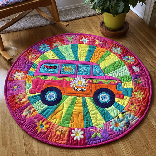 Retro Hippie Van WJ2803048CL Quilted Round Mat