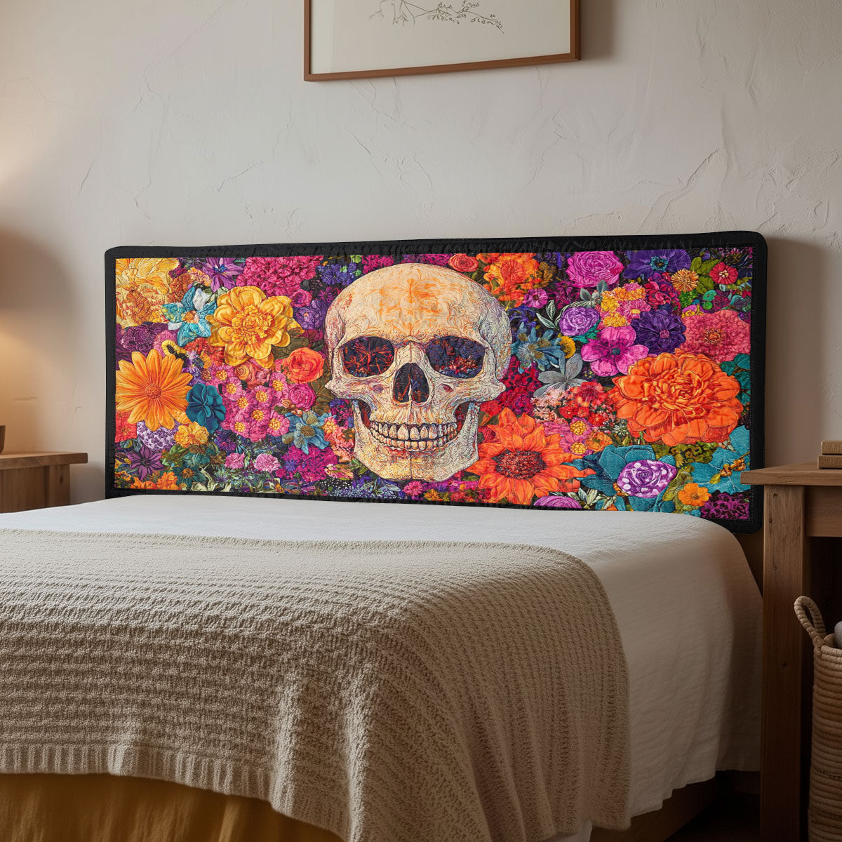 Skull Flower CW1312021CL Quilted Headboard Slipcover