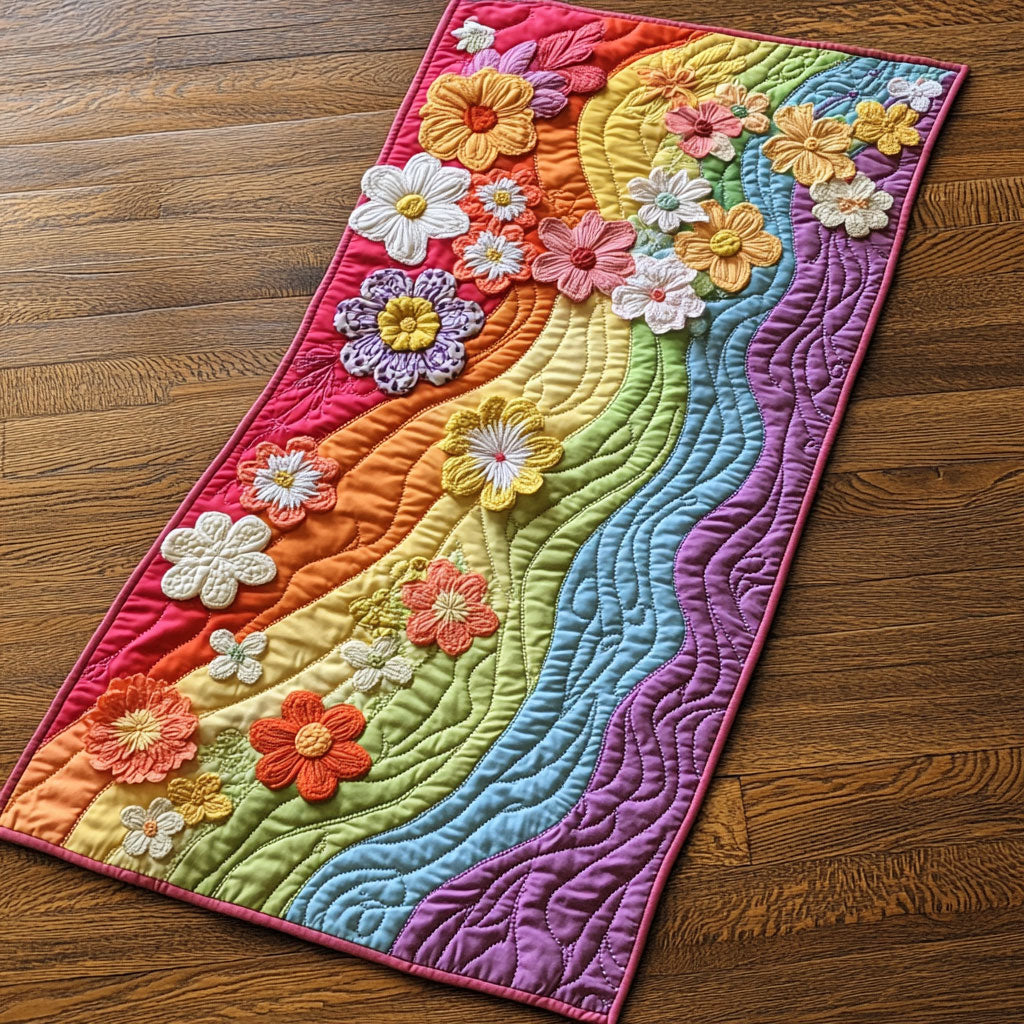 Floral Rainbow WP0605013CL Quilted Table Runner