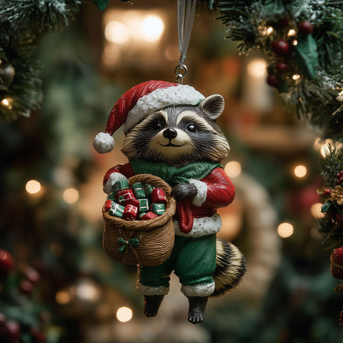 Santa Raccoon LT2110018CL Christmas Ornament