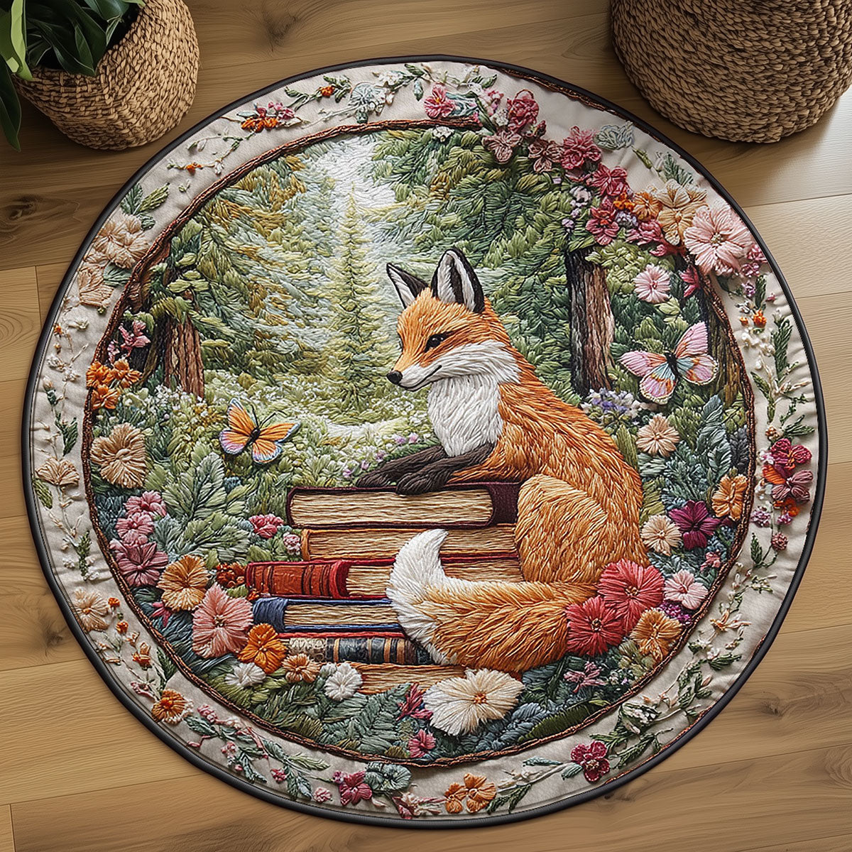 Moonlit Fox WN0807075CL Quilted Round Mat