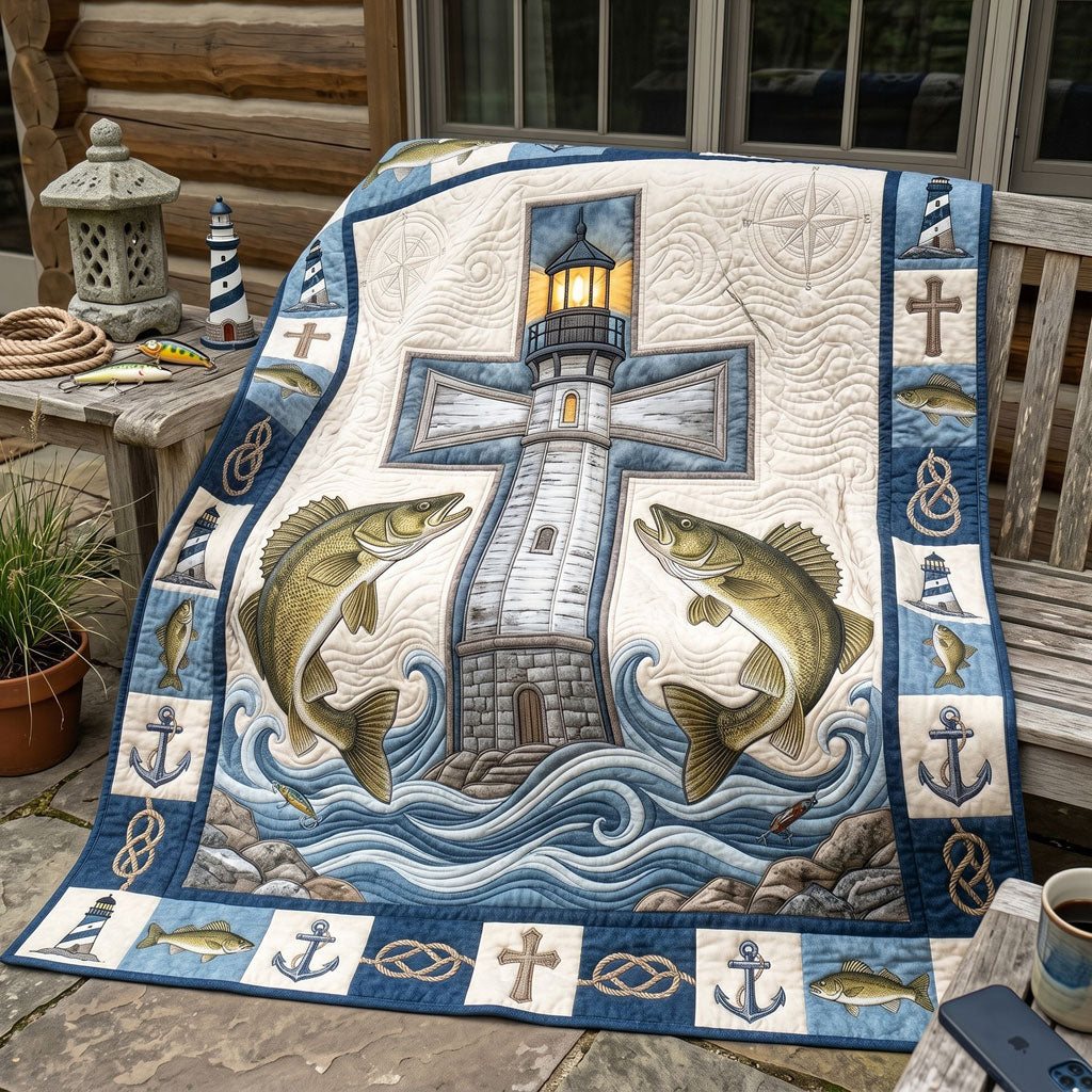 Twin Walleye Lighthouse Cross WN1606016CL Quilt