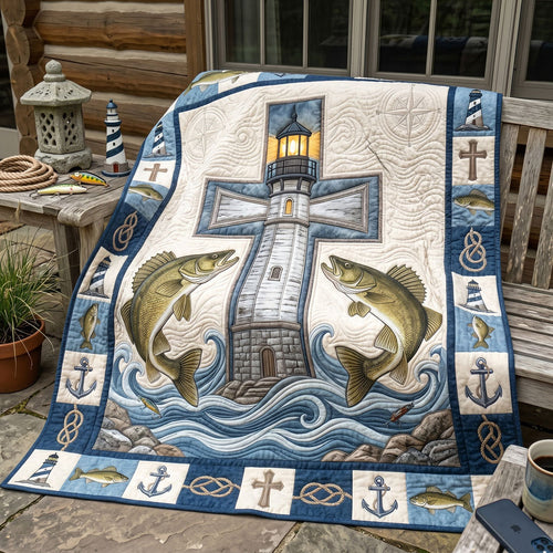 Twin Walleye Lighthouse Cross WN1606016CL Quilt