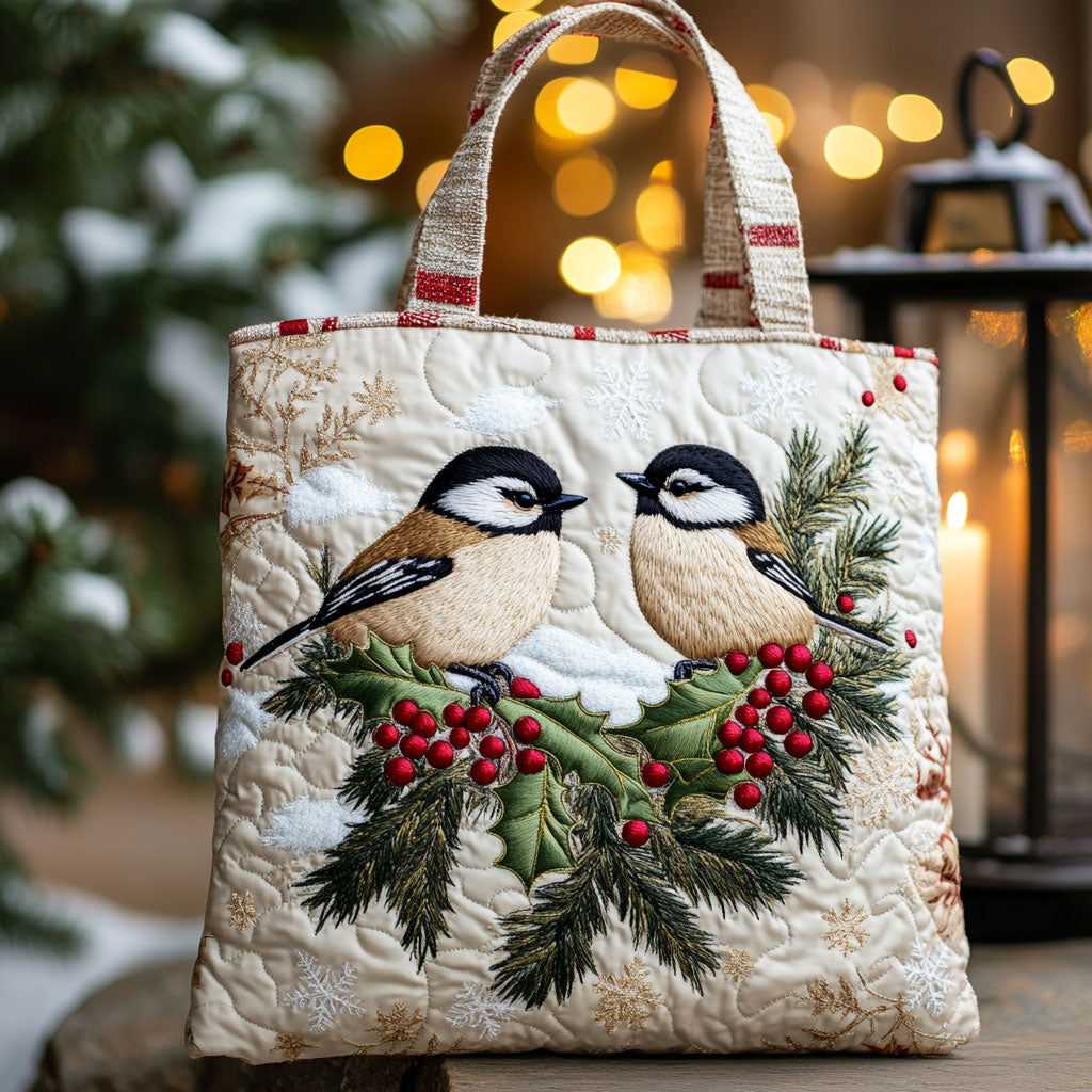 Winter Pair Chickadee WN2210068CL Quilted Tote Bag