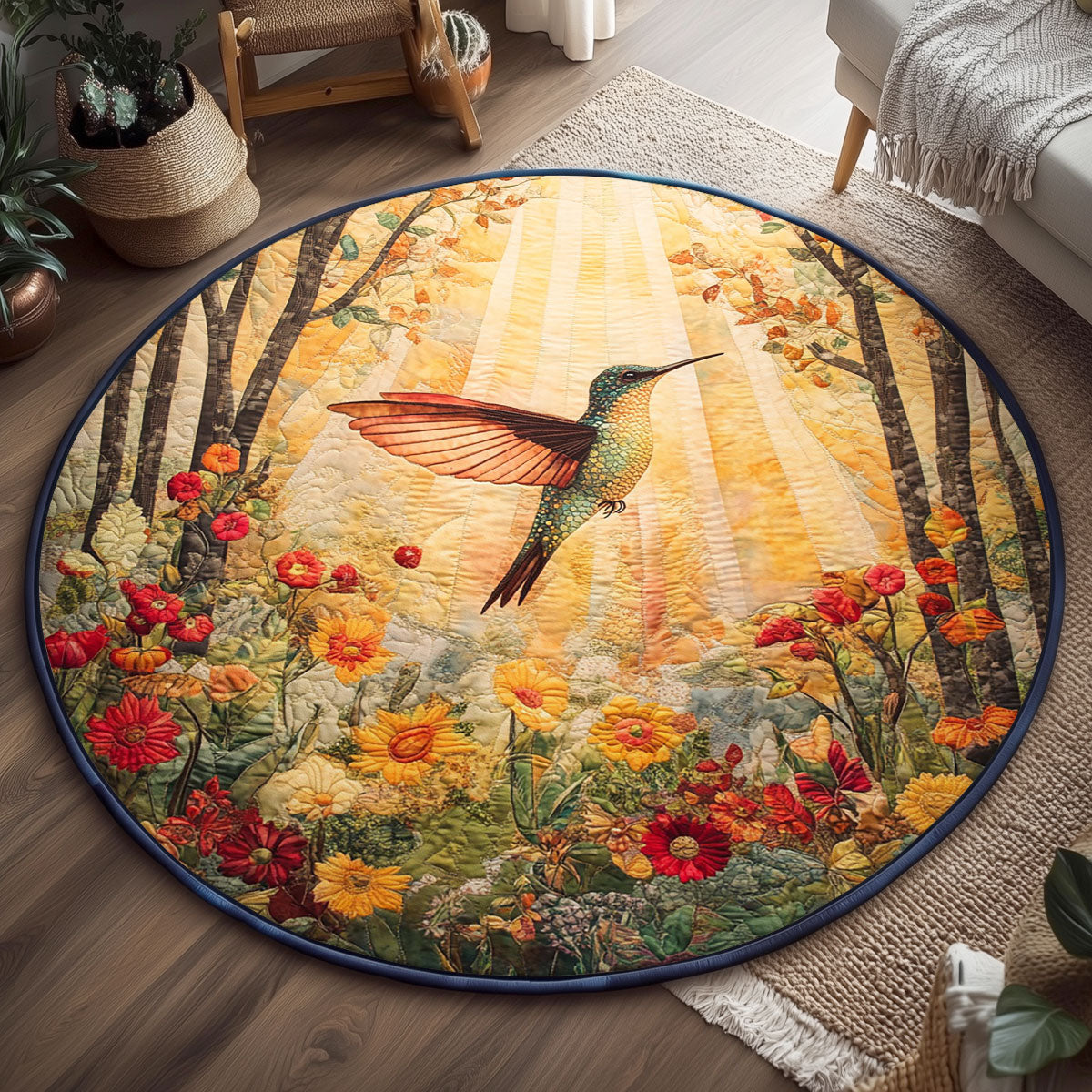 Hummingbird Horizon WJ1306043CL Quilted Round Mat