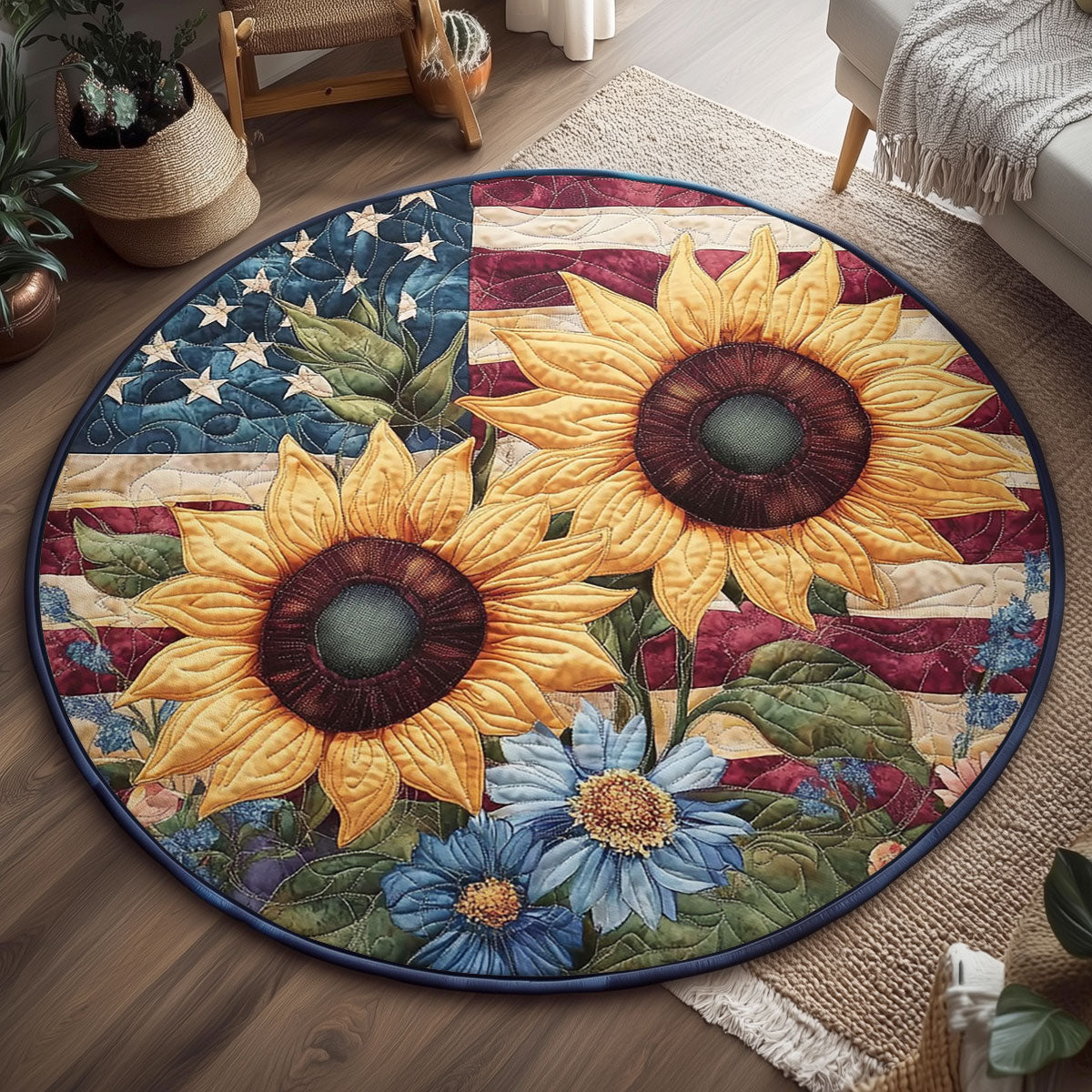 Sunflower Liberty WJ1106049CL Quilted Round Mat