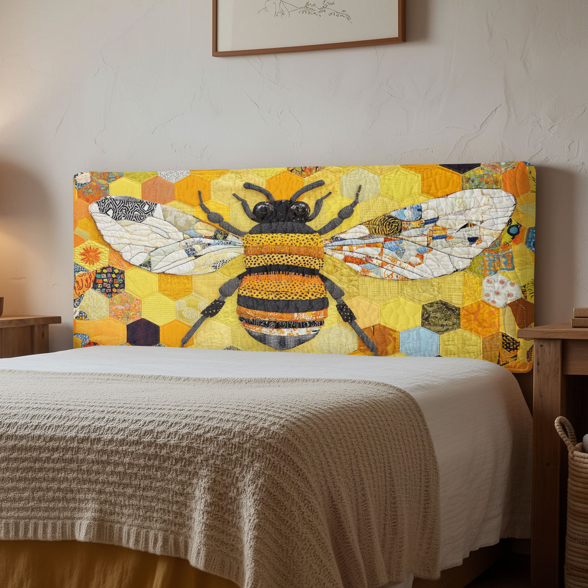 Patchwork Bee Honey CW1112021CL Quilted Headboard Slipcover