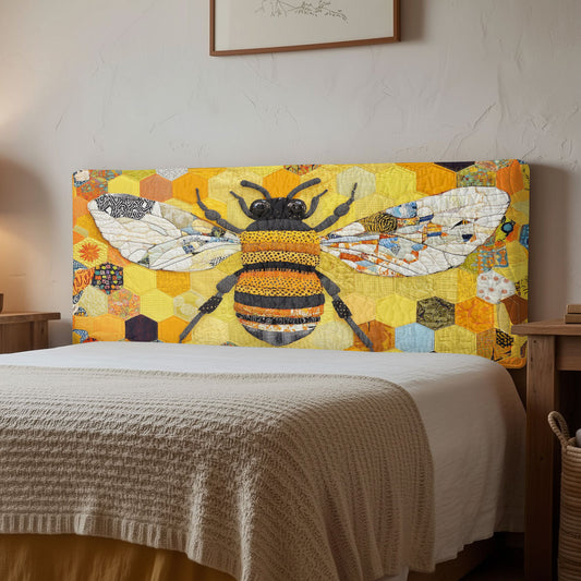 Patchwork Bee Honey CW1112021CL Quilted Headboard Slipcover