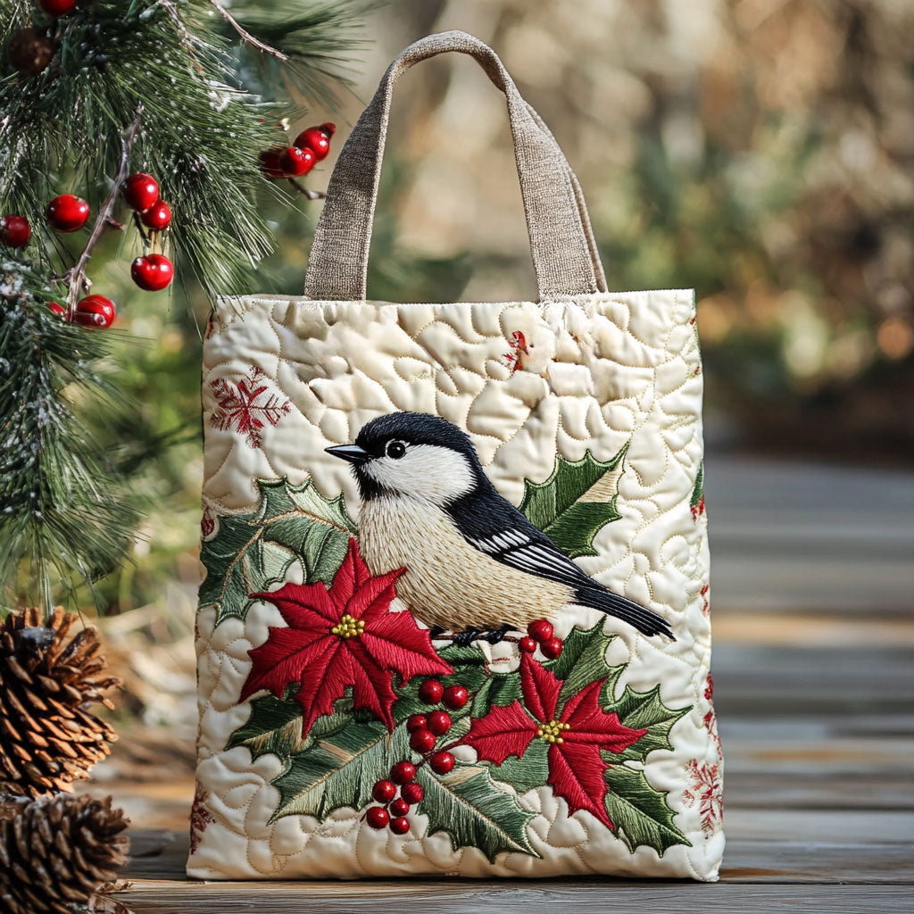 Joyful Chickadee WN2210036CL Quilted Tote Bag