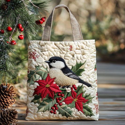 Joyful Chickadee WN2210036CL Quilted Tote Bag