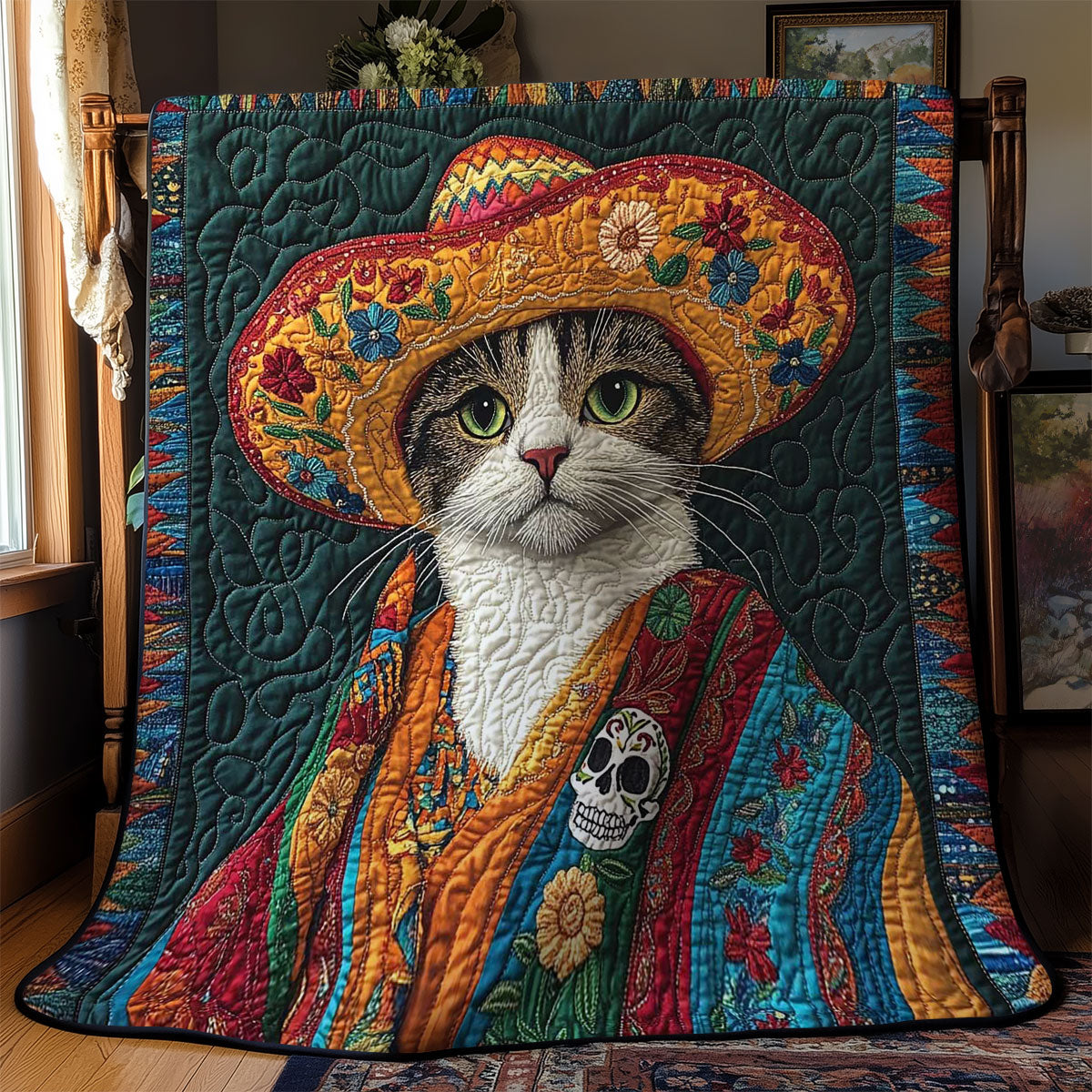 Colorful Fiesta Cat WN0302016CL Quilt