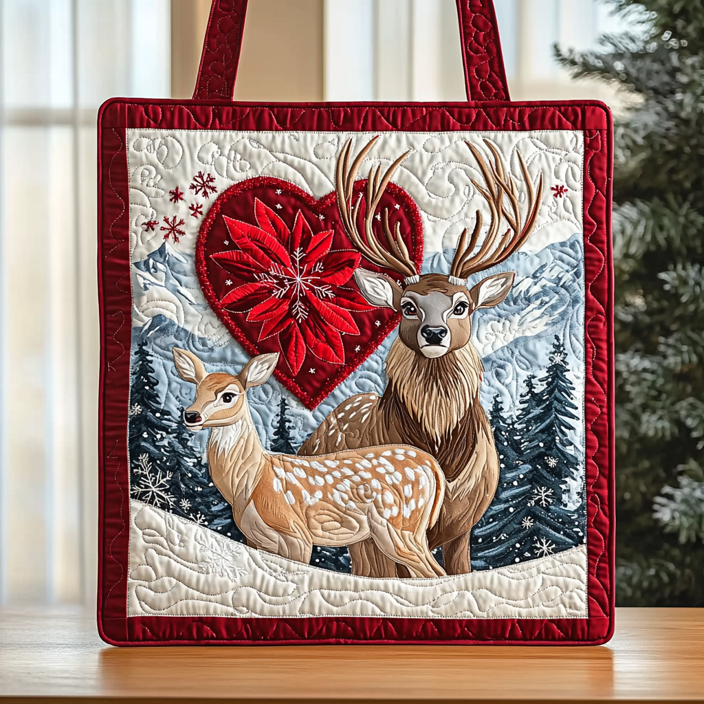 Deer Couple QA0912012CL Quilted Tote Bag